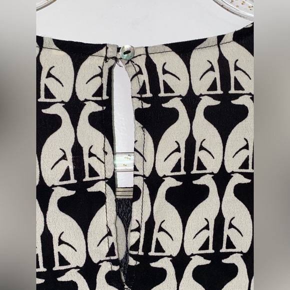 H & M Womens Black Cream Animal Printed Shirt Short Sleeve Top Shirt Size US 14 - Picture 9 of 11